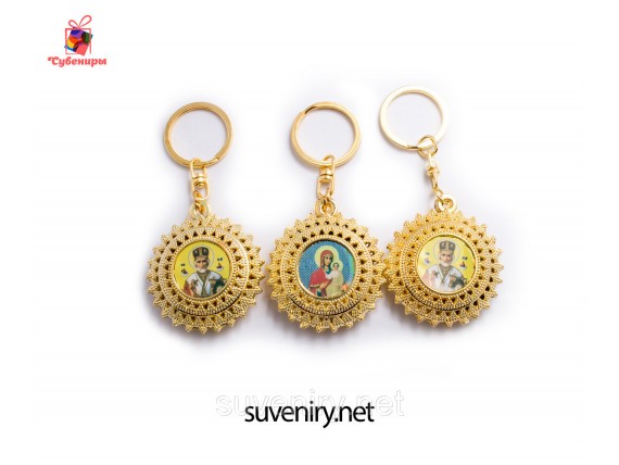 Металлический брелок звезда с иконкой