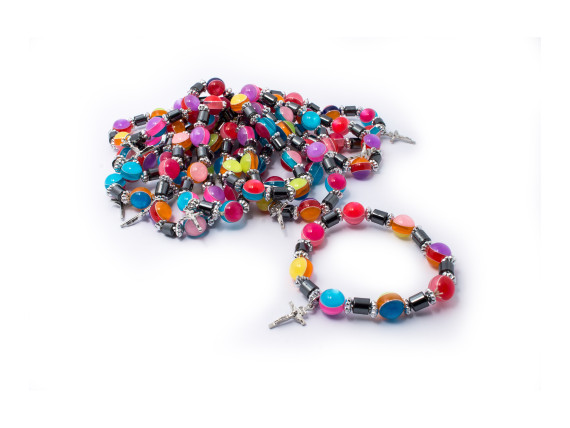 Браслет на руку кошачий глаз с крестиком