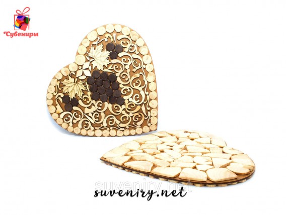Красивые деревянные подставки под горячее в виде сердца