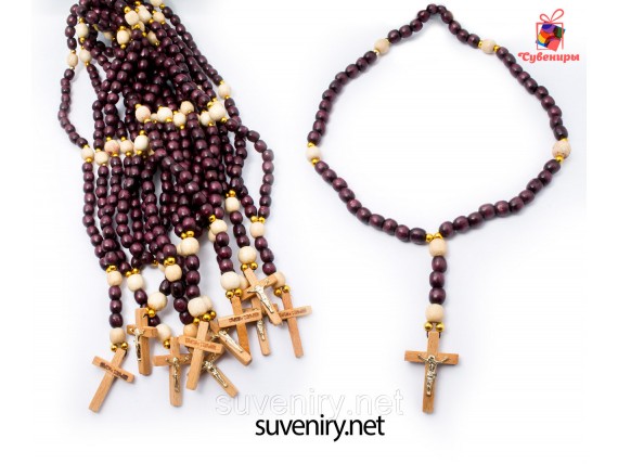 Деревянные православные четки с крестом