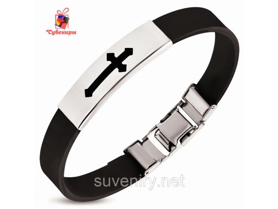 Красивый браслет на руку каучук с крестом
