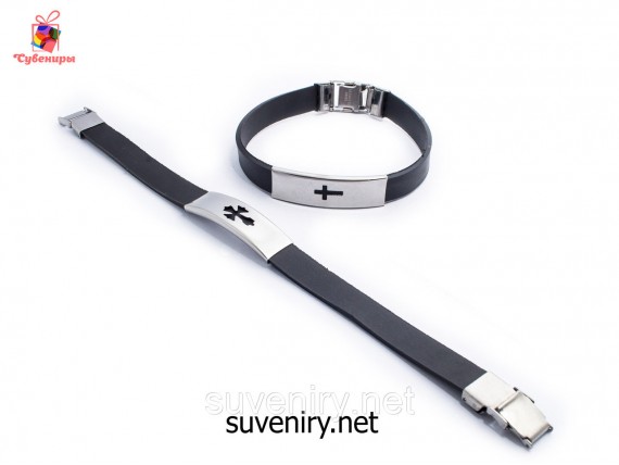 Красивый браслет на руку каучук с крестом