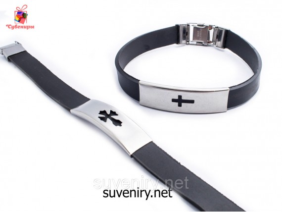 Красивый браслет на руку каучук с крестом