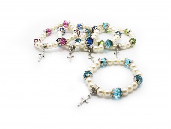 Красивые женские браслеты жемчуг с крестиком