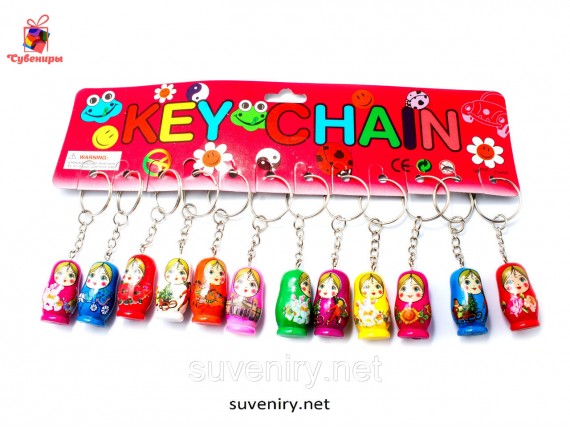 Сувенирный брелок матрешка из дерева