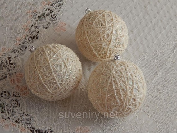 Необычные новогодние шары на елку ручная работа 10см