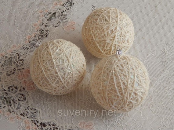 Необычные новогодние шары на елку ручная работа 10см