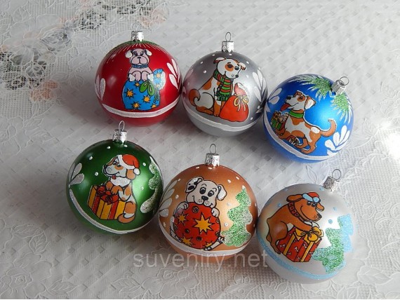 Новогодние шары на елку символ года 8см 