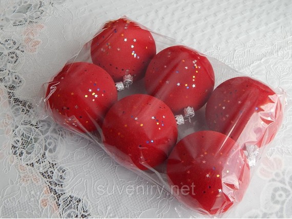 Красивые новогодние шары на елку покрытые бархатом 8см