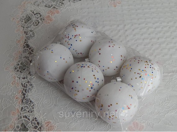 Красивые новогодние шары на елку покрытые бархатом 8см