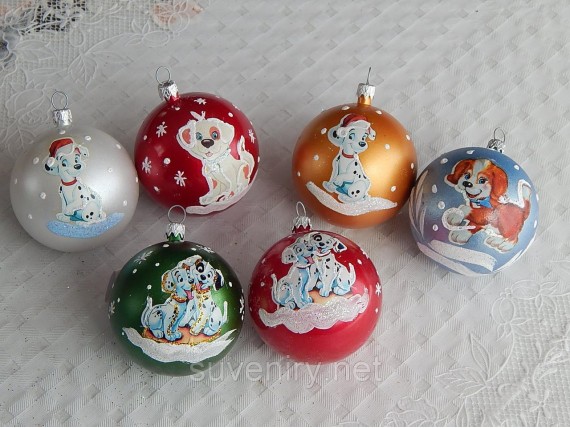 Новогодние шары на елку  символ года 6см