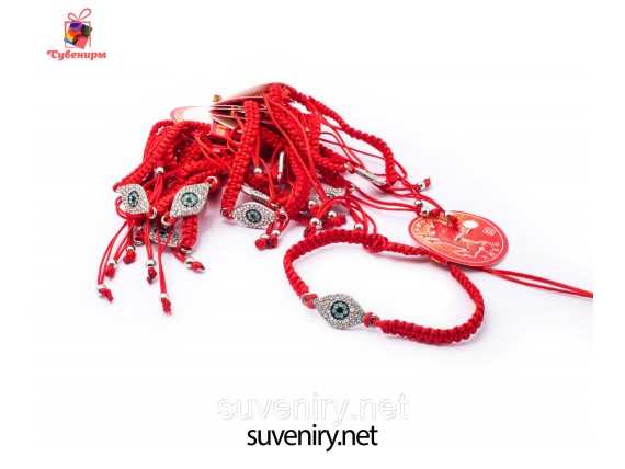 Браслет оберег красная нить с кошачьим глазом