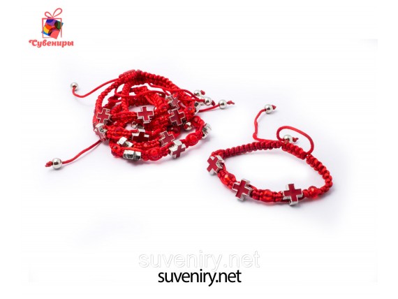 Браслет оберег красная нить с крестиками