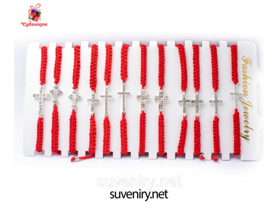 Браслет оберег красная нить с разными крестиками