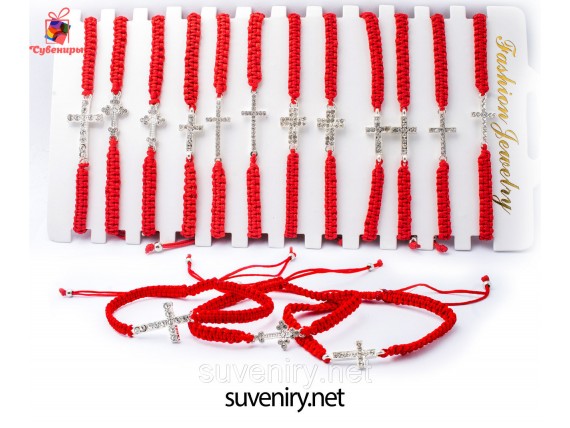 Браслет оберег красная нить с разными крестиками