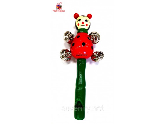 Детские деревянные музыкальные бубенцы со свистком