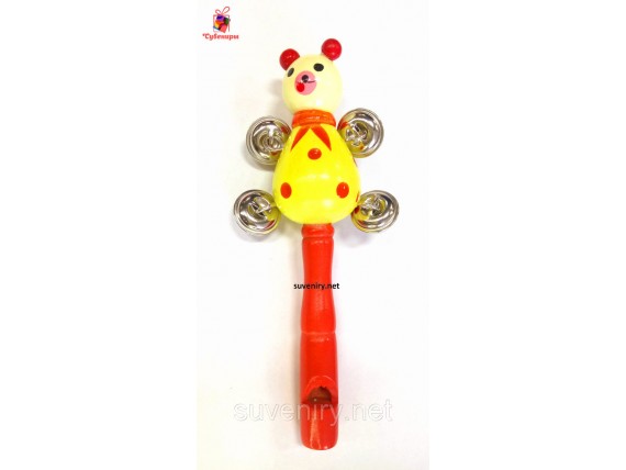 Детские деревянные музыкальные бубенцы со свистком