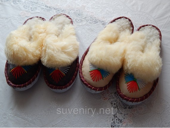 Женские тапочки из овечьей шерсти очень теплые