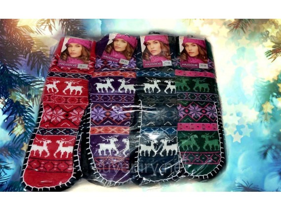 Теплые женские носочки с подошвой