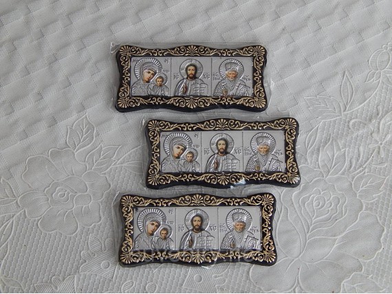 Иконка с ликами Святых в машину маленькая