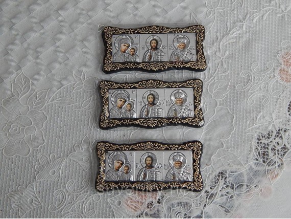 Иконка с ликами Святых в машину маленькая