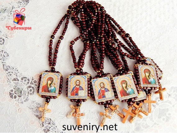 Деревянные четки с иконкой