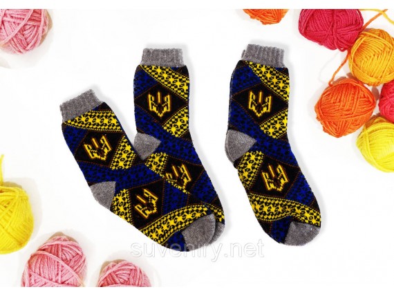 Теплые мужские ангоровые носки с Гербом Украины