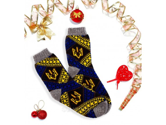 Теплые мужские ангоровые носки с Гербом Украины