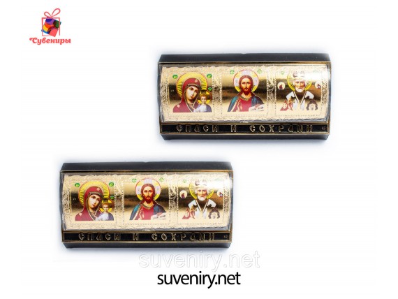 Иконка  в машину с ликами Святых  Спаси и Сохрани