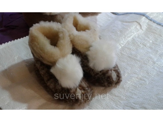 Теплые детские чуни из овчины