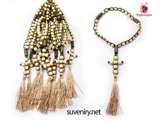 Красивые деревянные четки с крестом