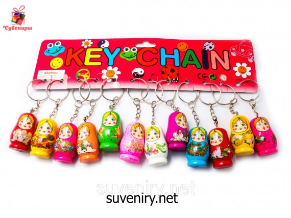 Сувенирный брелок матрешка из дерева большой