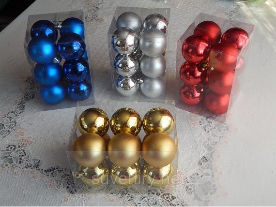 Новогодние игрушки шары на елку 4см разные цвета
