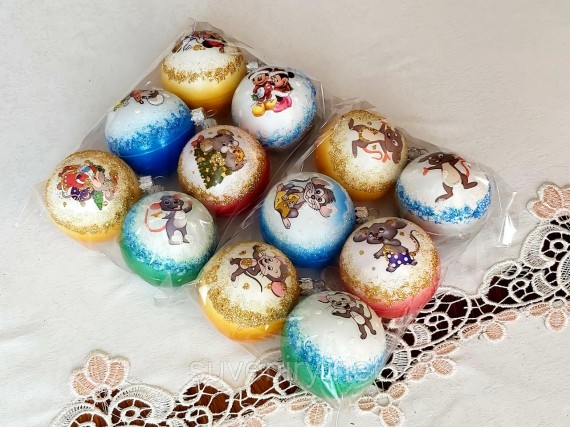 Новогодние шары на елку с мышкой 6см