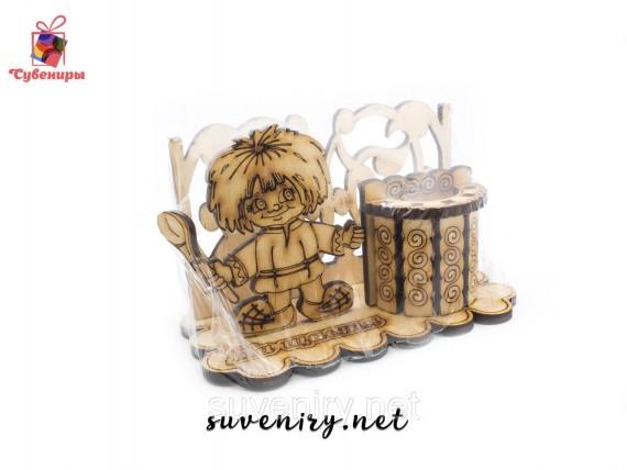 Сувенирная деревянная салфетница 2 в 1