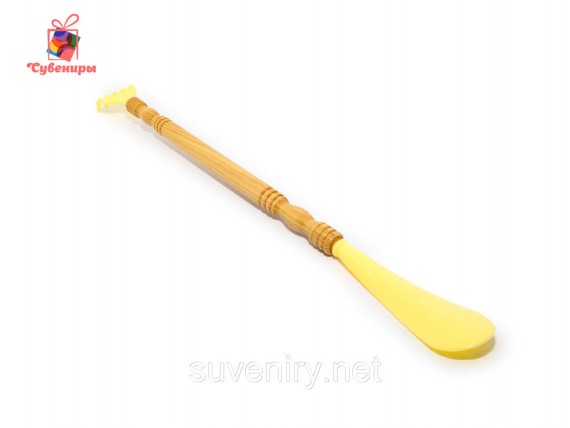 Деревянная чесалка для спины с лопаткой для обуви