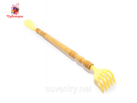 Деревянная чесалка для спины с лопаткой для обуви