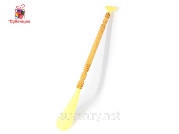 Деревянная чесалка для спины с лопаткой для обуви