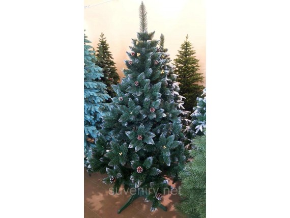 Искусственная элитная елка с шишками и калиной золотой 1.30м