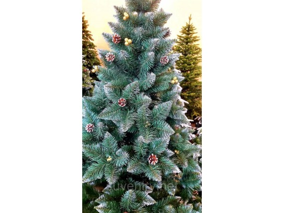 Искусственная элитная елка с шишками и калиной золотой 1.30м