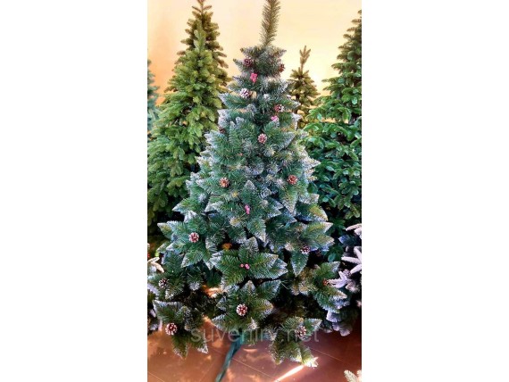 Искусственная элитная елка с шишками и калиной красной 1.50м