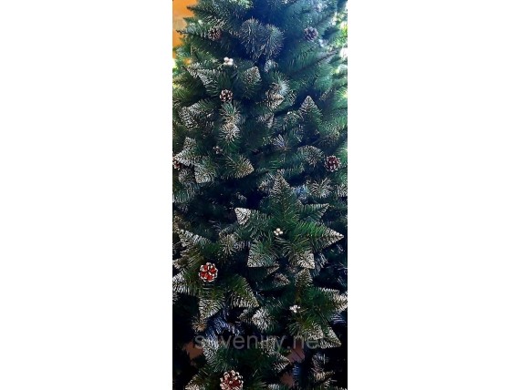 Искусственная элитная елка с шишками и калиной серебряной 1.80м