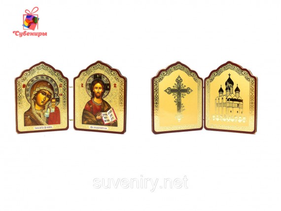 Деревянная икона с Ликами Святых средняя