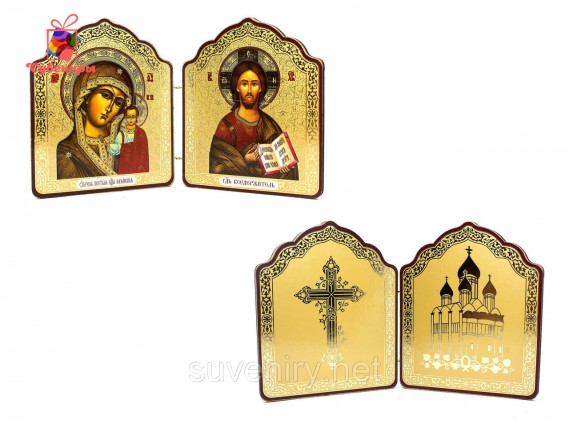 Деревянная икона с Ликами Святых средняя