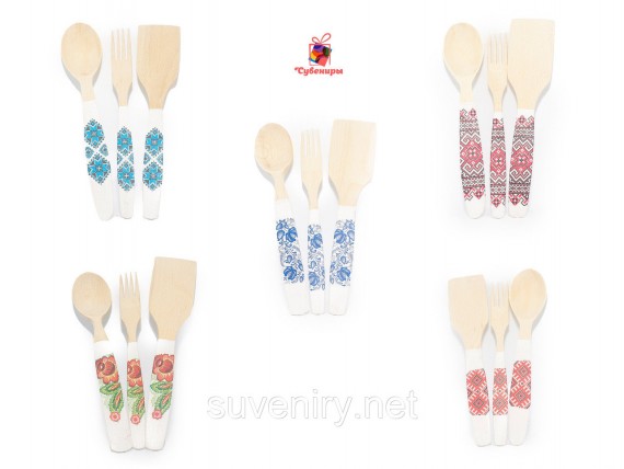 Кухонный набор лопатка, вилка и ложка
