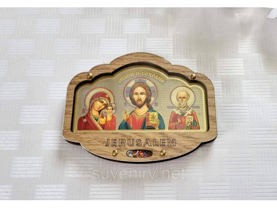 Деревянная иконка в машину с Ликами Святых