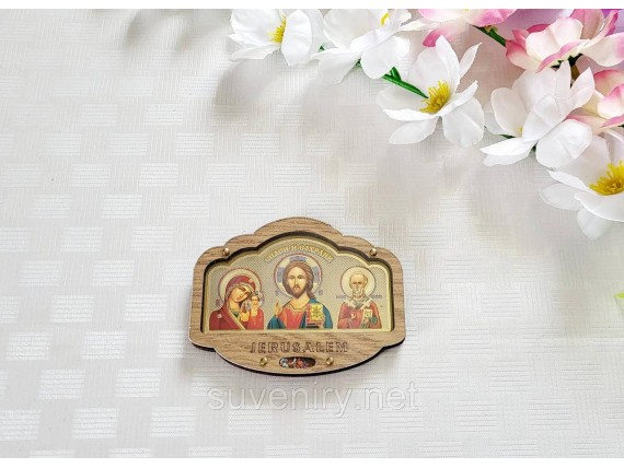 Деревянная иконка в машину с Ликами Святых