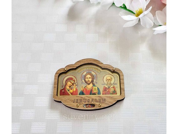 Деревянная иконка в машину с Ликами Святых