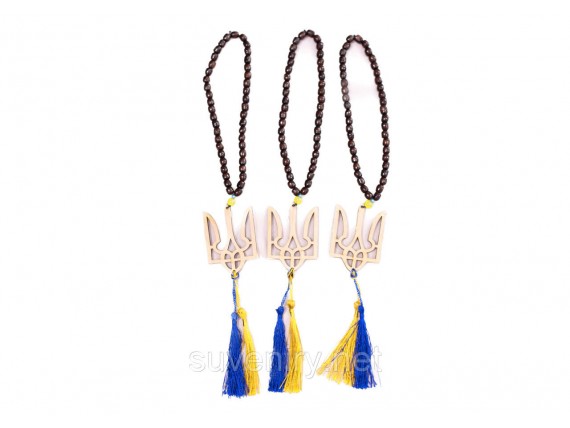 Красивые деревянные четки с Гербом Украины